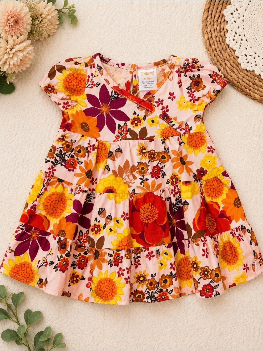Gymboree Floral Patchwork Dress 0-3 Months Baby Girl Fall Dress